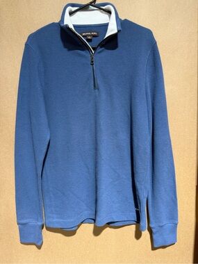 Michael Kors Men's Royal Blue Zip-Neck Pullover Sweater